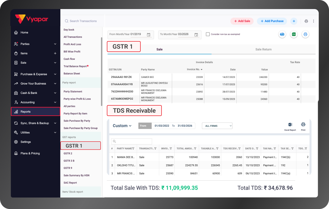 GSTR Reports for Jewellery Billing Software
