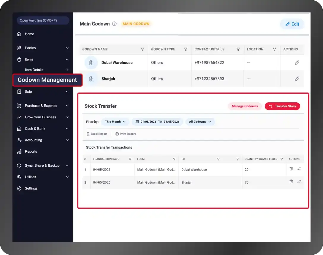 Manage multiple Warehouse