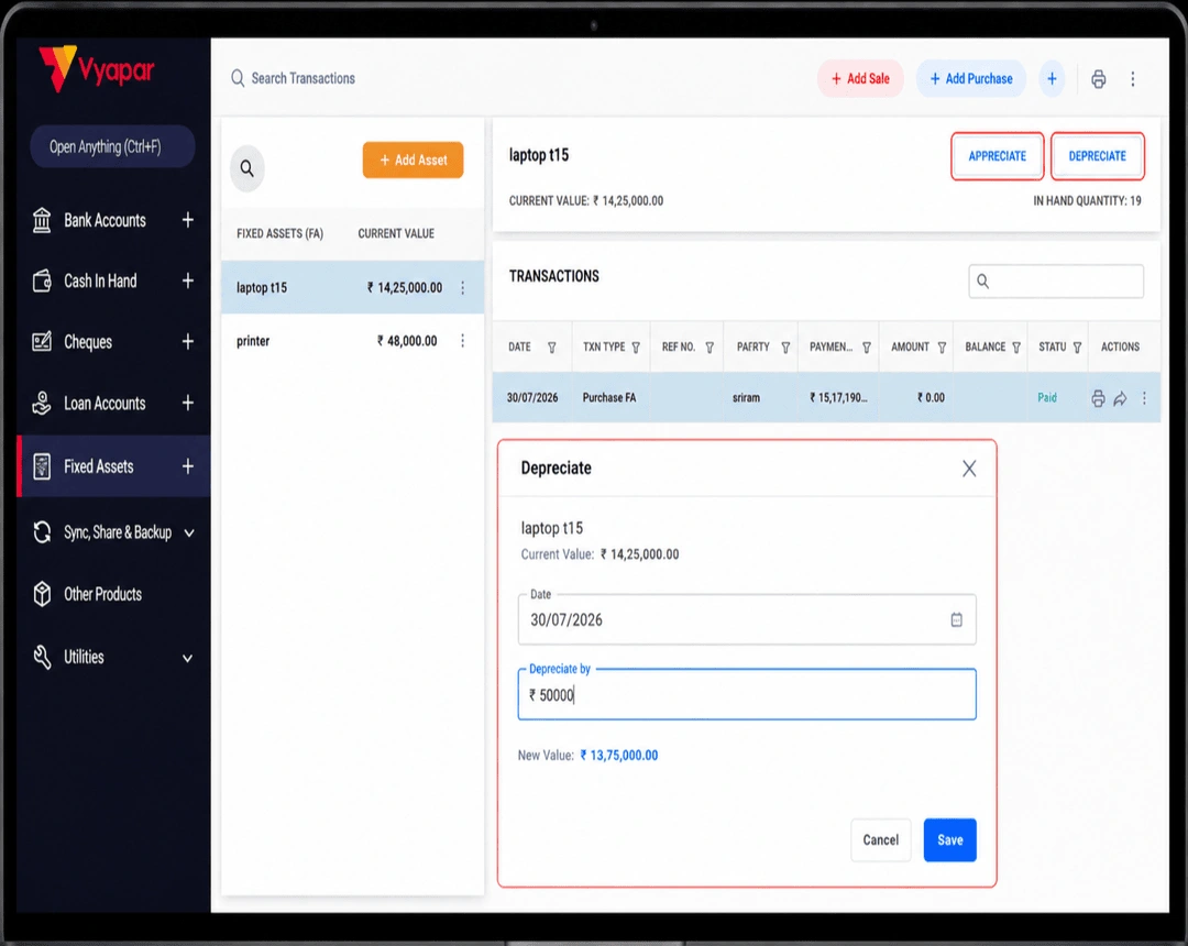Track Asset Value with Depreciation & Appreciation Entries