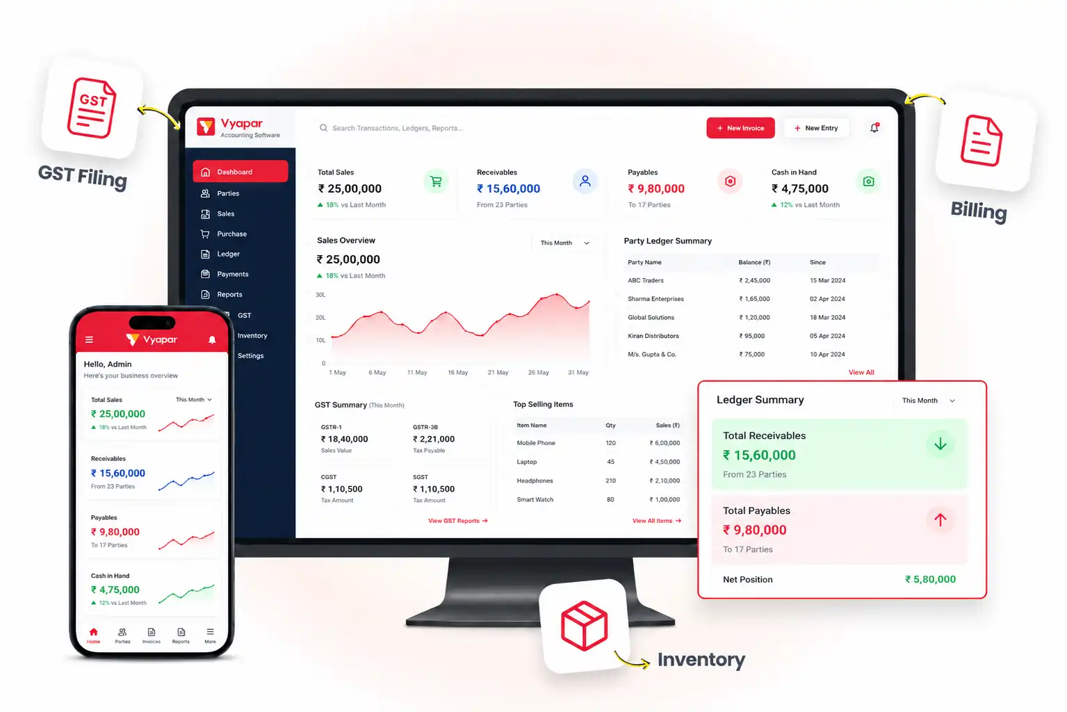 ledger accounting software dashboard