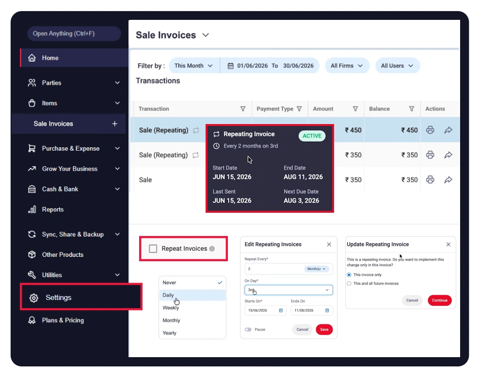 How to Create a Recurring Invoice in Vyapar App