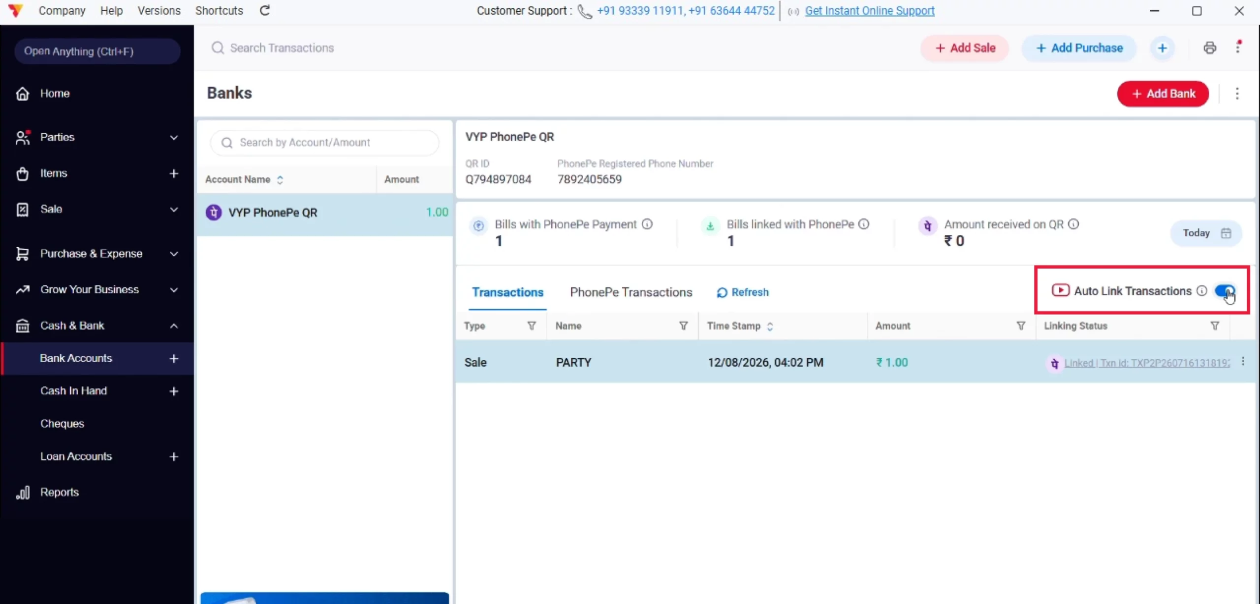 Turn On Auto Link Transactions (Optional)