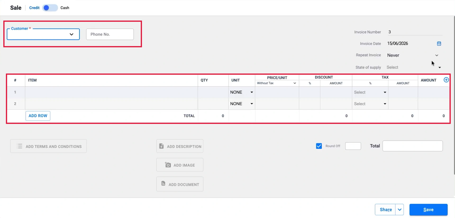 Create a Sales Invoice