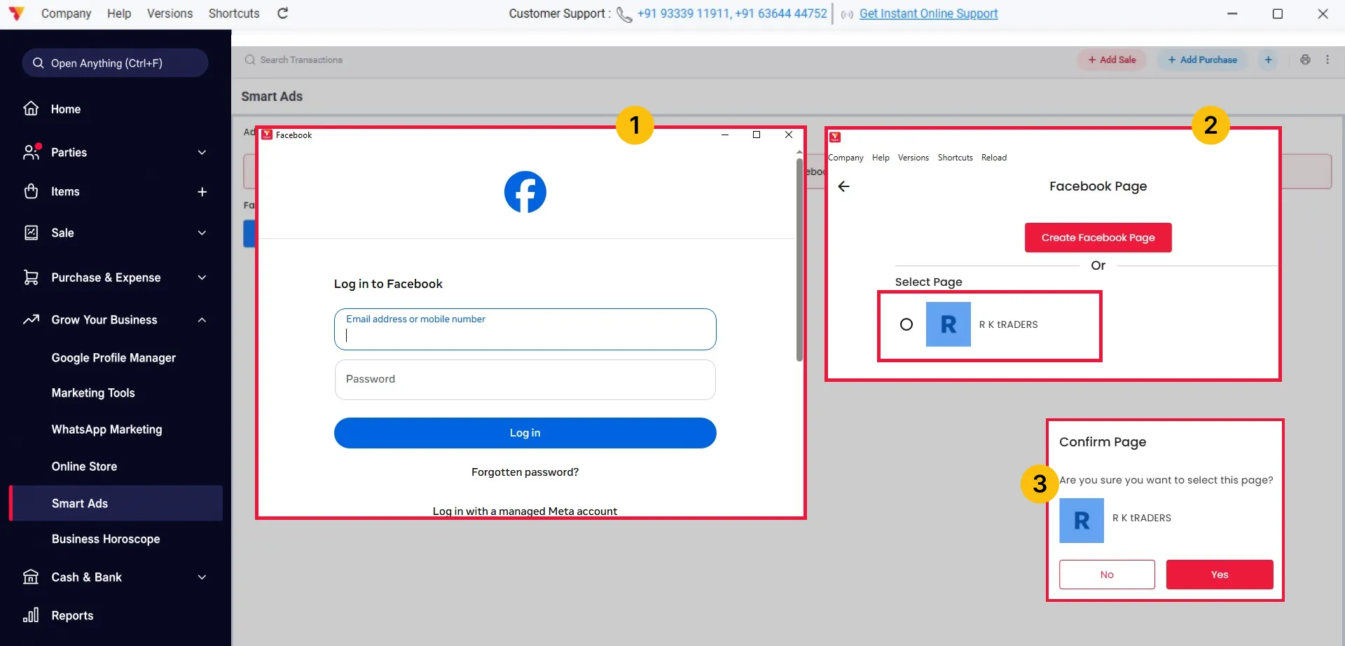 Log In and Select Your Facebook Page