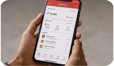 The Vyapar app open on a phone